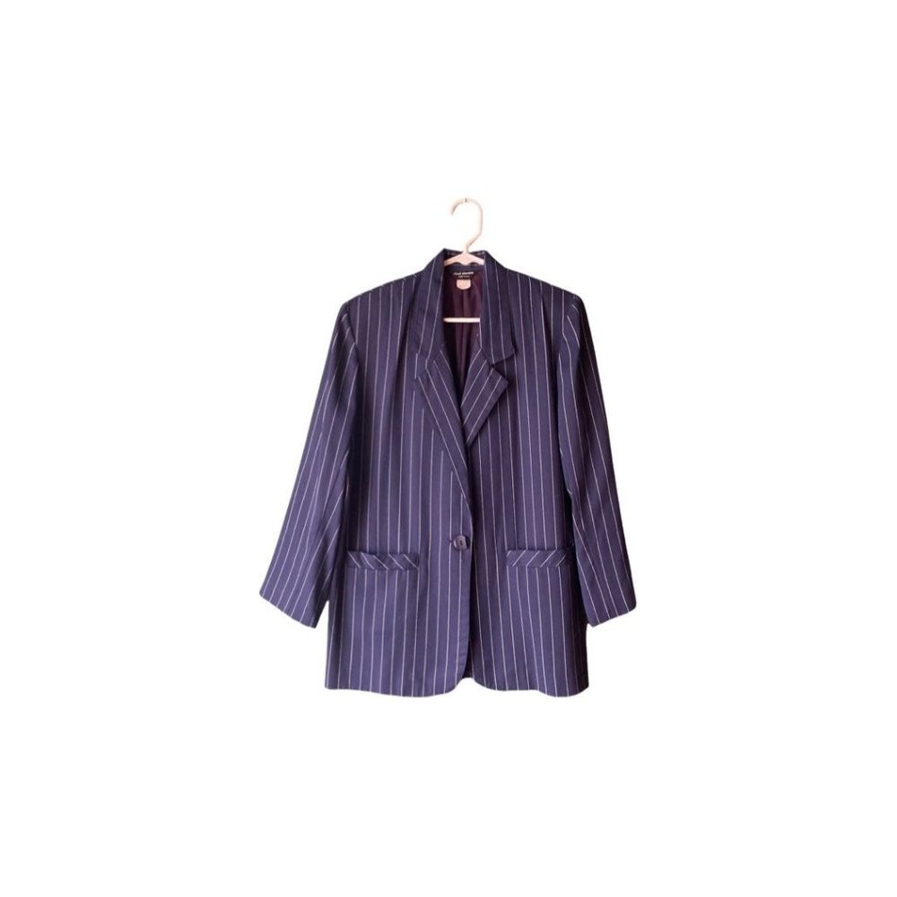 Small | Medium | Vintage 80's Navy & White pin stripe blazer